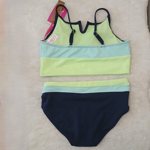 NWT Justice Girls UPF 50 Bikini Size Blue & Green 12-14 - Picture 4 of 4